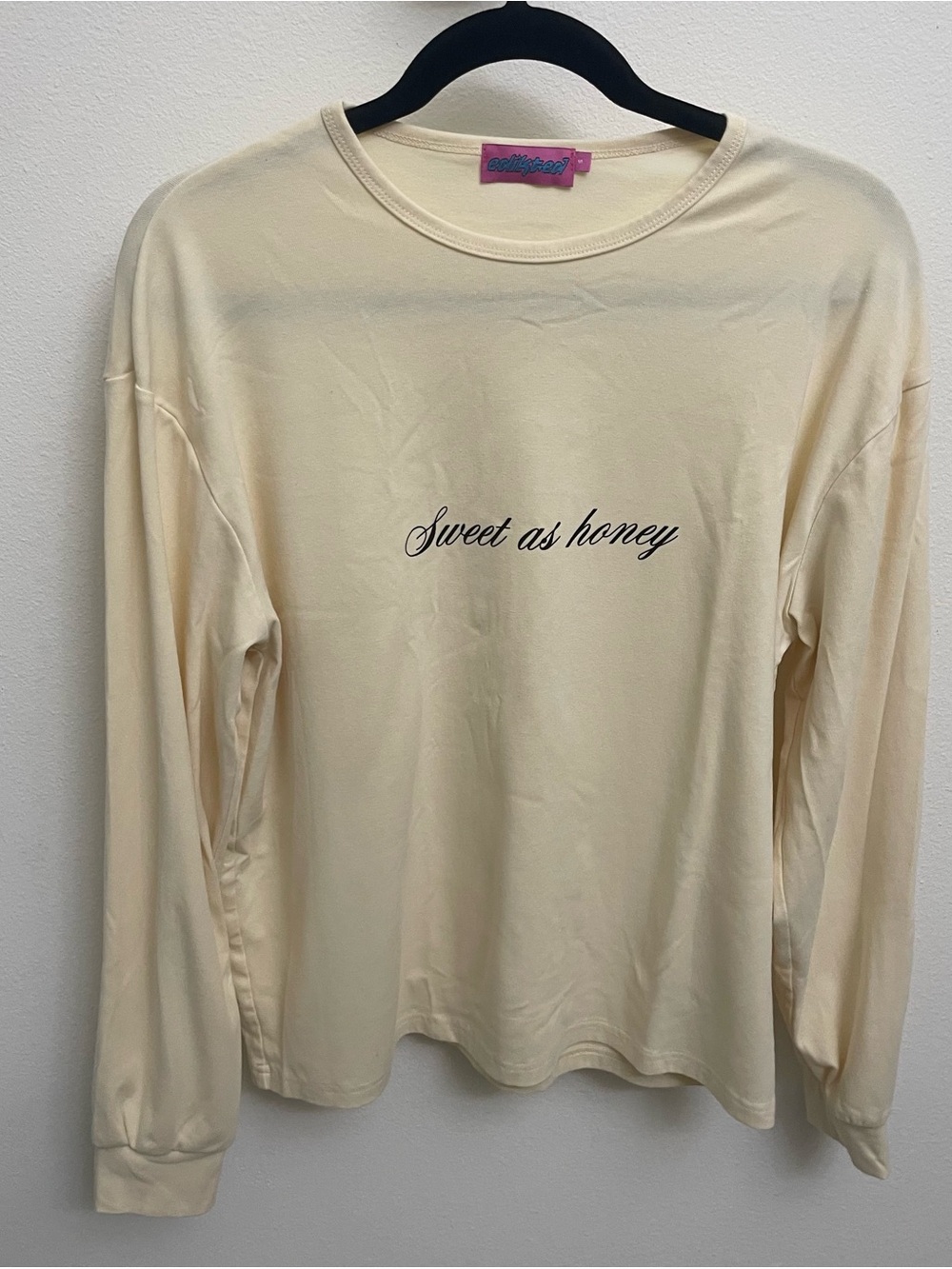 Edikted Cotton Cream/Yellow 'Sweet as Honey' Crew Neck Tee Shirt